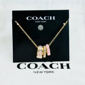 Coach Signature Enamel Pink gold necklace
